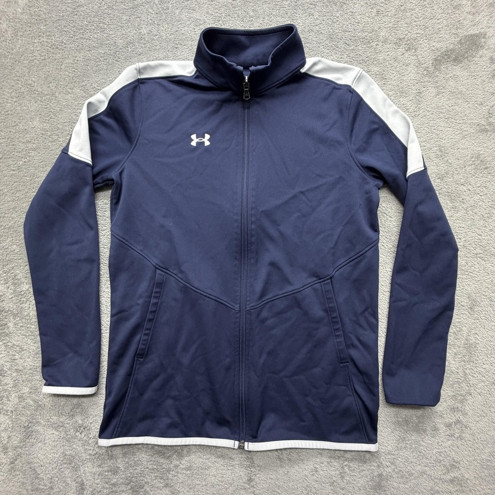 Under Armour Track Jacket Mens XS‎ Blue Full Zip Mesh Lined Colorblock Athletic